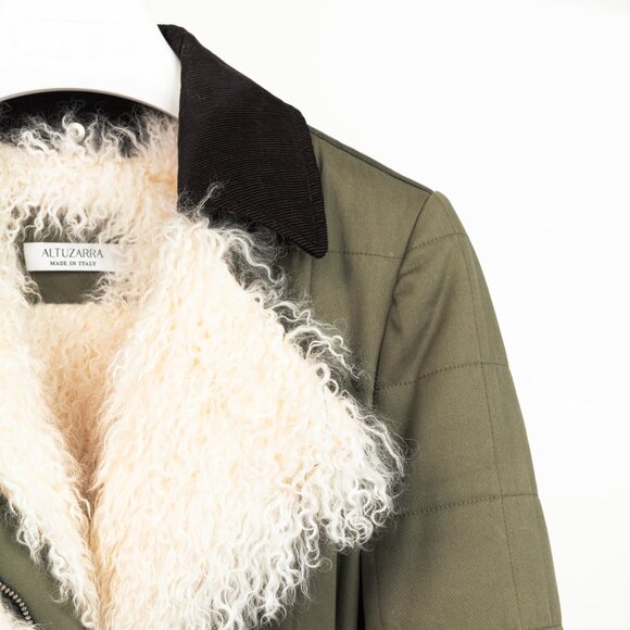Altuzarra PF/15 Green Cotton Quilted Lamb-Fur Coat - Picture 5 of 11